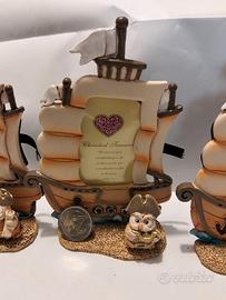 Set 4 Portafoto bimbi con nave e pirata