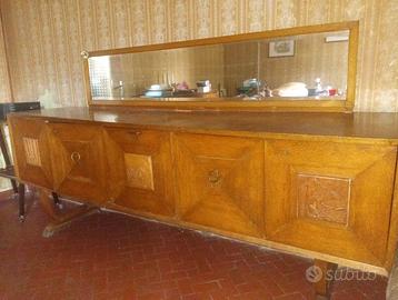 Credenza vintage in legno con cassetti e ribalta