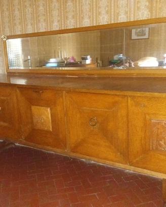 Credenza vintage in legno con cassetti e ribalta