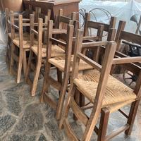 Sedie impagliate a mano in rovere