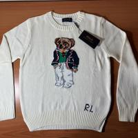 Maglione Polo Ralph Lauren bianco con orso elegant