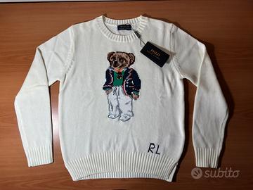 Maglione Polo Ralph Lauren bianco con orso elegant