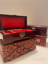 Coppia cofanetti portagioie vintage cinesi legno