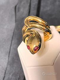 anello serpente in argento 925 placcato oro 18 Kt