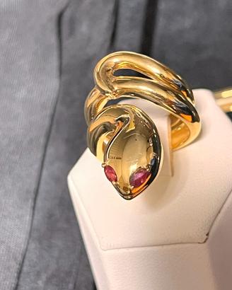 anello serpente in argento 925 placcato oro 18 Kt