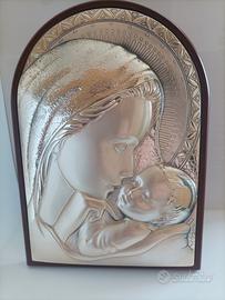 Quadro Icona Sacra Madonna con Bambino in Argento