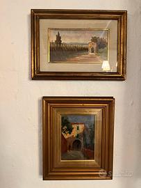 Coppia di quadri con  paesaggi di campagna