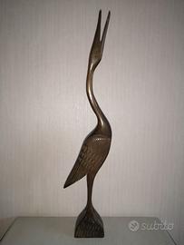 Scultura airone in legno vintage