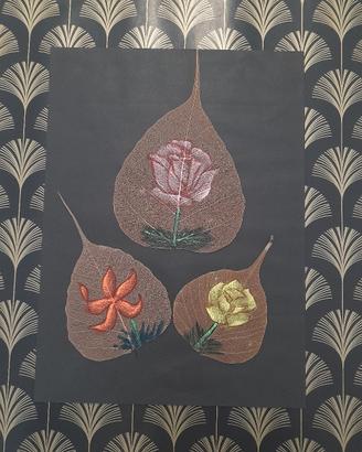 Foglia sacra Pipal 3fiori Guna rosa giallo arancio