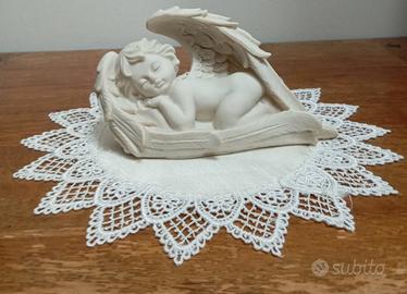 Statuetta angelo bianco in resina 