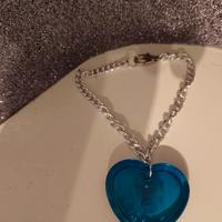 Bracciale con ciondolo cuore blu argento