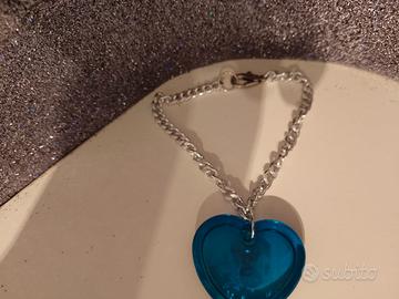 Bracciale con ciondolo cuore blu argento