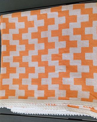 Coperta cotone 140x190 arancio e bianco