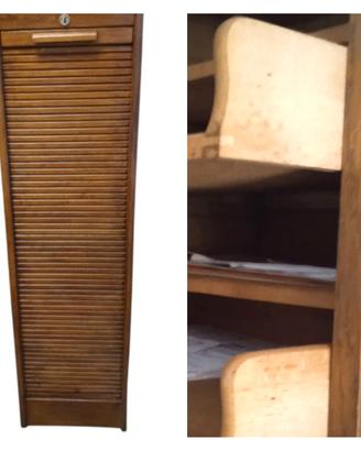 Armadio schedario archivio in legno con serrandina