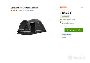Tenda Campeggio Obelink Boreas 5 Posti Igloo NUOVA