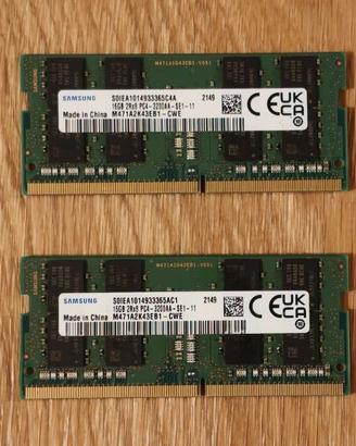 32GB RAM (2x16GB) DDR4 3200MHz Samsung SO-DIMM