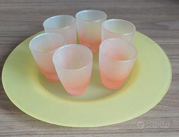 lotto 6 bicchieri liquore vetro e piatto 22 cm