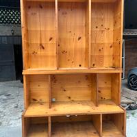 Mobile libreria porta tv pino massiccio scaffali