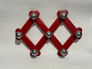 Appendiabiti rosso da parete vintage anni 70