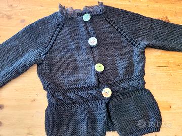 Cardigan bambina vintage fatto a mano 