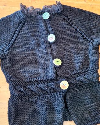 Cardigan bambina vintage fatto a mano 