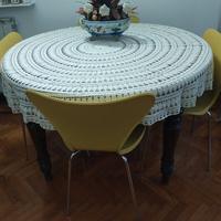 COPRITAVOLO ROTONDO IN COTONE TINTA ECRU'