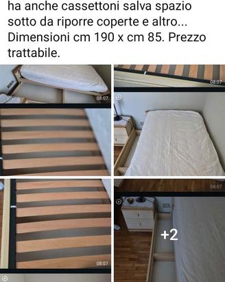 letto singolo completo di doga e materasso nuovo 