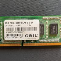 Memoria RAM SO-DIMM DDR3 PC3-10600 1333MHz 2GB Lap