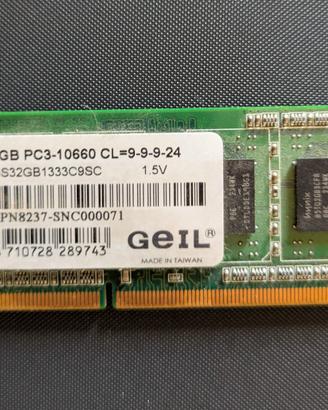 Memoria RAM SO-DIMM DDR3 PC3-10600 1333MHz 2GB Lap