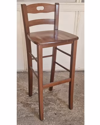 Sgabello in legno noce scuro h 67 con schienale 2