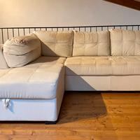 Divano angolare contenitore ecopelle bianco