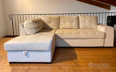 Divano angolare contenitore ecopelle bianco