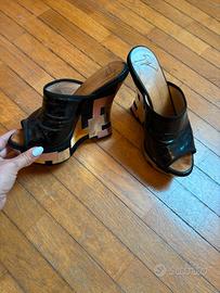 Sandali Giuseppe Zanotti neri con tacco geometrico