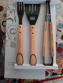 Set 3 utensili per barbecue