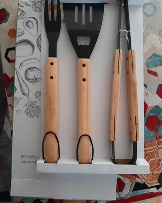 Set 3 utensili per barbecue