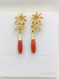 Orecchini pendenti a goccia Argento, Placcato oro,