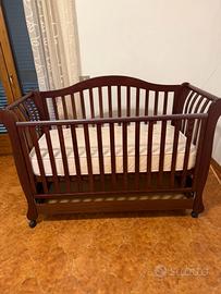 Lettino culla in legno massello con materasso