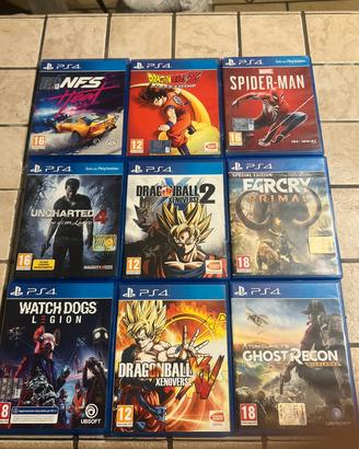 Lotto Giochi PS4 (Spider-Man, DBZ Kakarot, NFSecc)