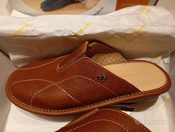 SCARPE CIABATTE DONNA PELLE CUOIO PANTOFOLE N37