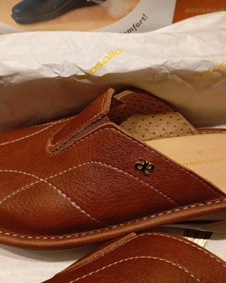 SCARPE CIABATTE DONNA PELLE CUOIO PANTOFOLE N37