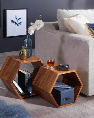 Tavolini Impilabili Legno Massello Stile Moderno