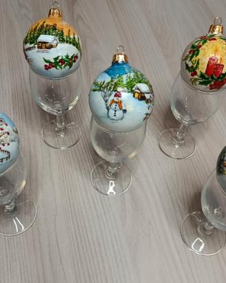 Palline di natale  in ceramica dipinte a mano