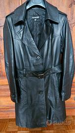 Trench nero in vera pelle 