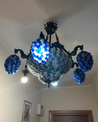 Coppia di lampadari antichi in vetro di murano