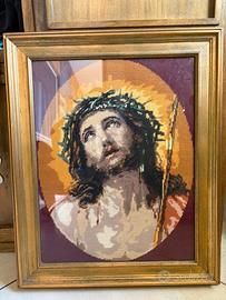 Quadro di Gesù realizzato a mano a mezzo punto