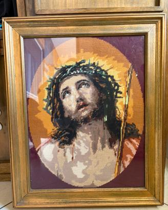 Quadro di Gesù realizzato a mano a mezzo punto