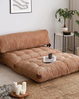 Divano letto in tessuto marrone