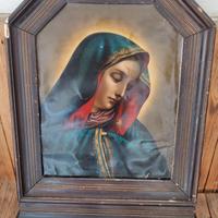 Antica stampa madonna addolorata con cornice 800