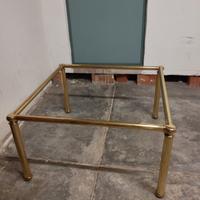 Tavolino ottone con copertura cristallo trasparent