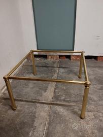 Tavolino ottone con copertura cristallo trasparent